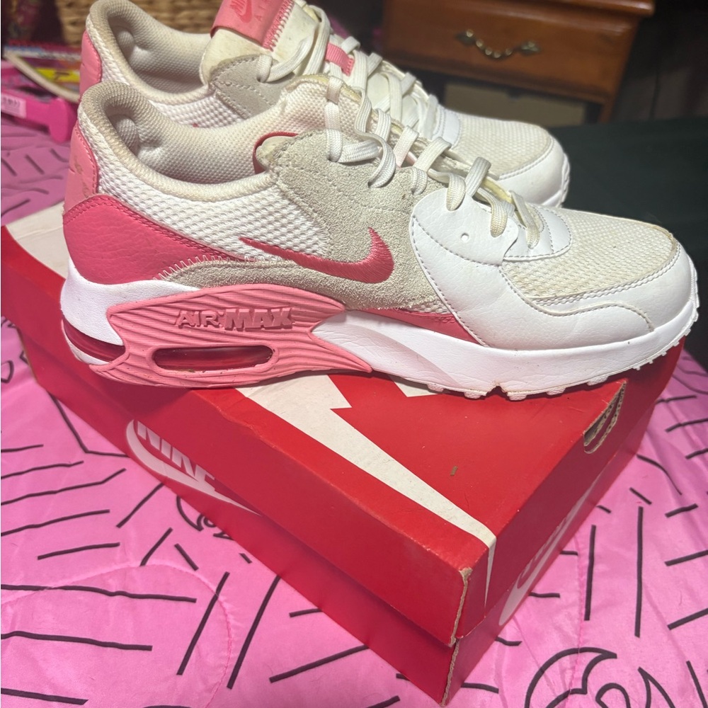 Nike Women's Air Max Athletic Shoes - Pink and White